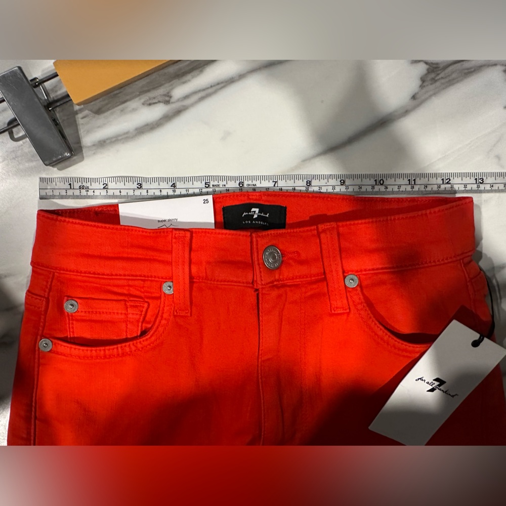 7 For All Mankind High Rise Skinny Red - Picture 5 of 9